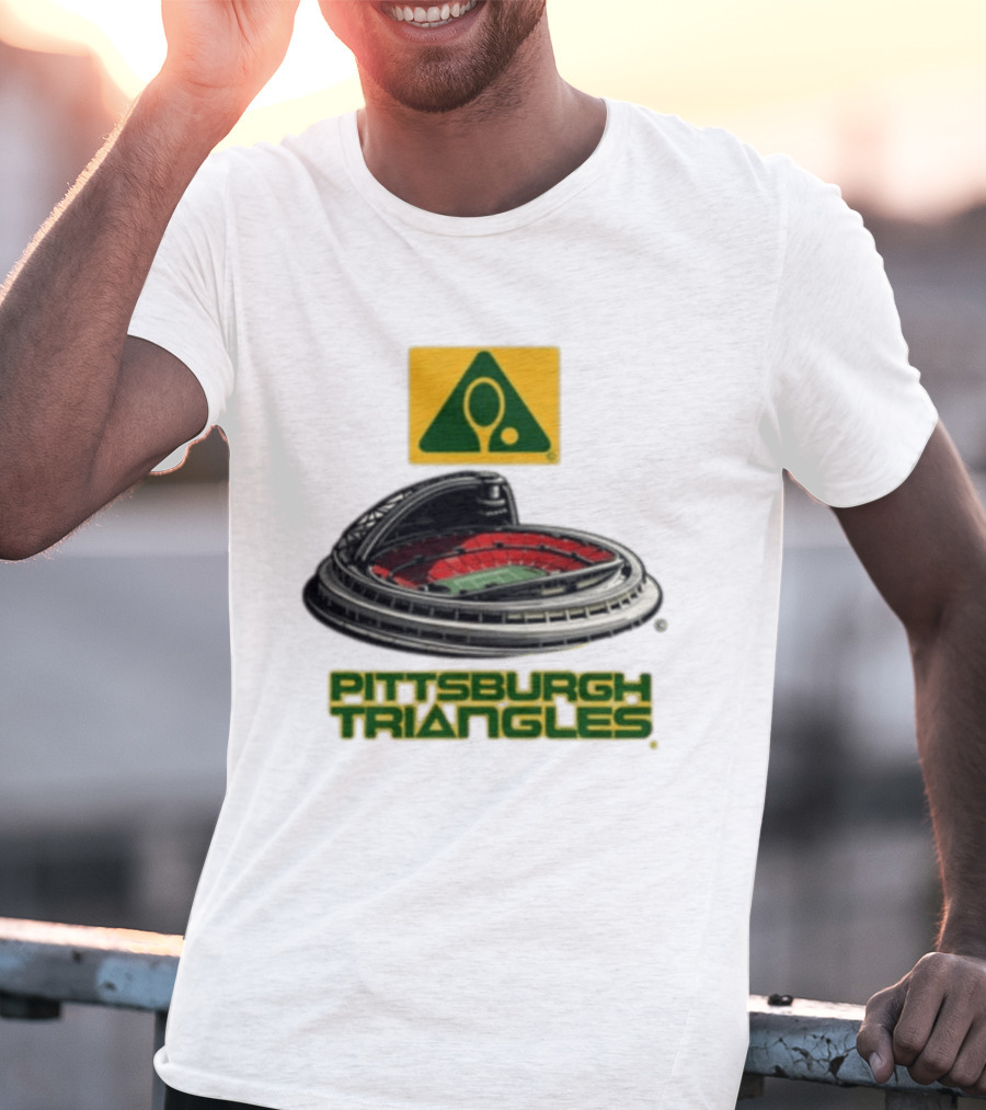 Pittsburgh Triangles Tennis Stadium With Tennis Racket T-Shirt