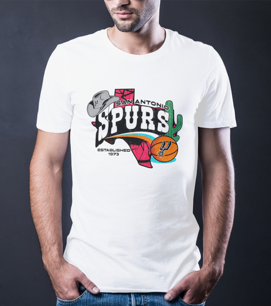 San Antonio Spurs 1973 Cactus Texas Basketball Cowboy Hat T-Shirt