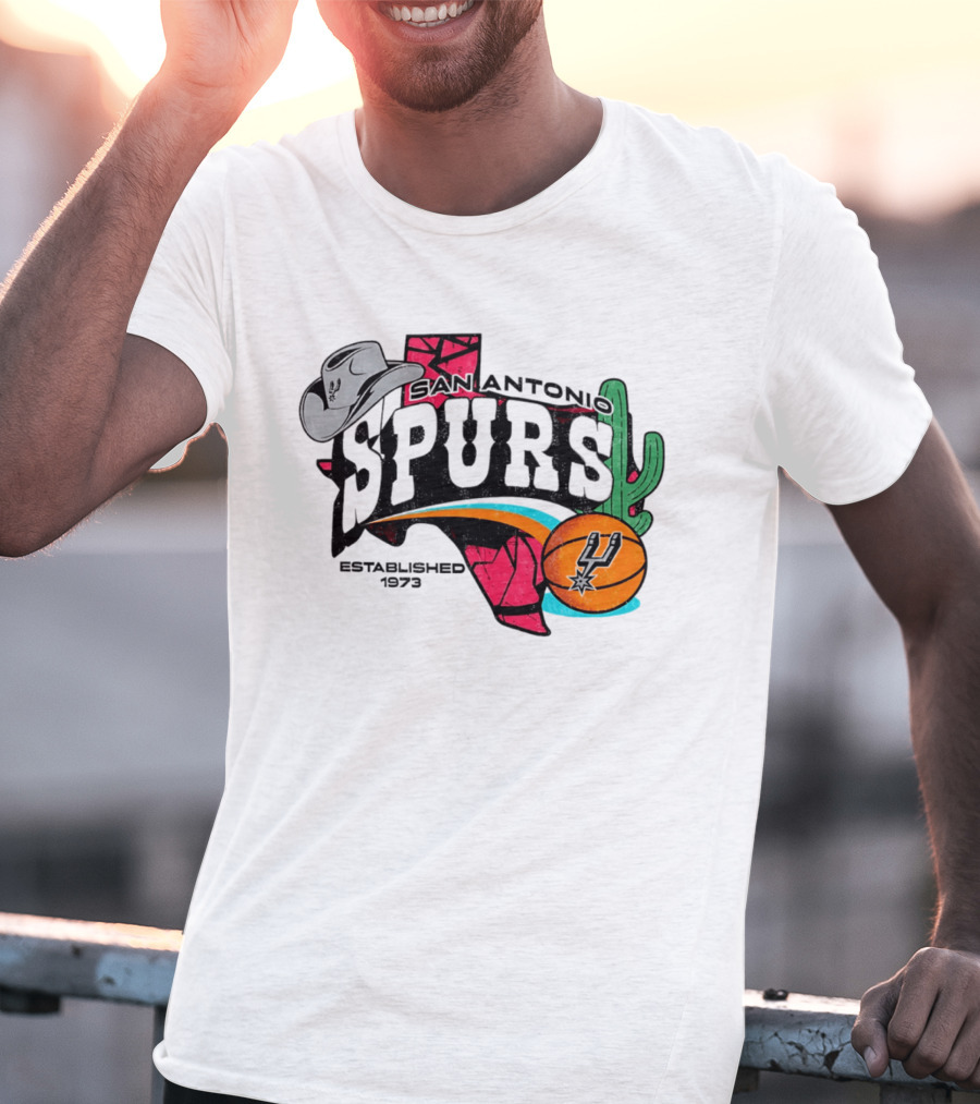 San Antonio Spurs 1973 Cactus Texas Basketball Cowboy Hat T-Shirt