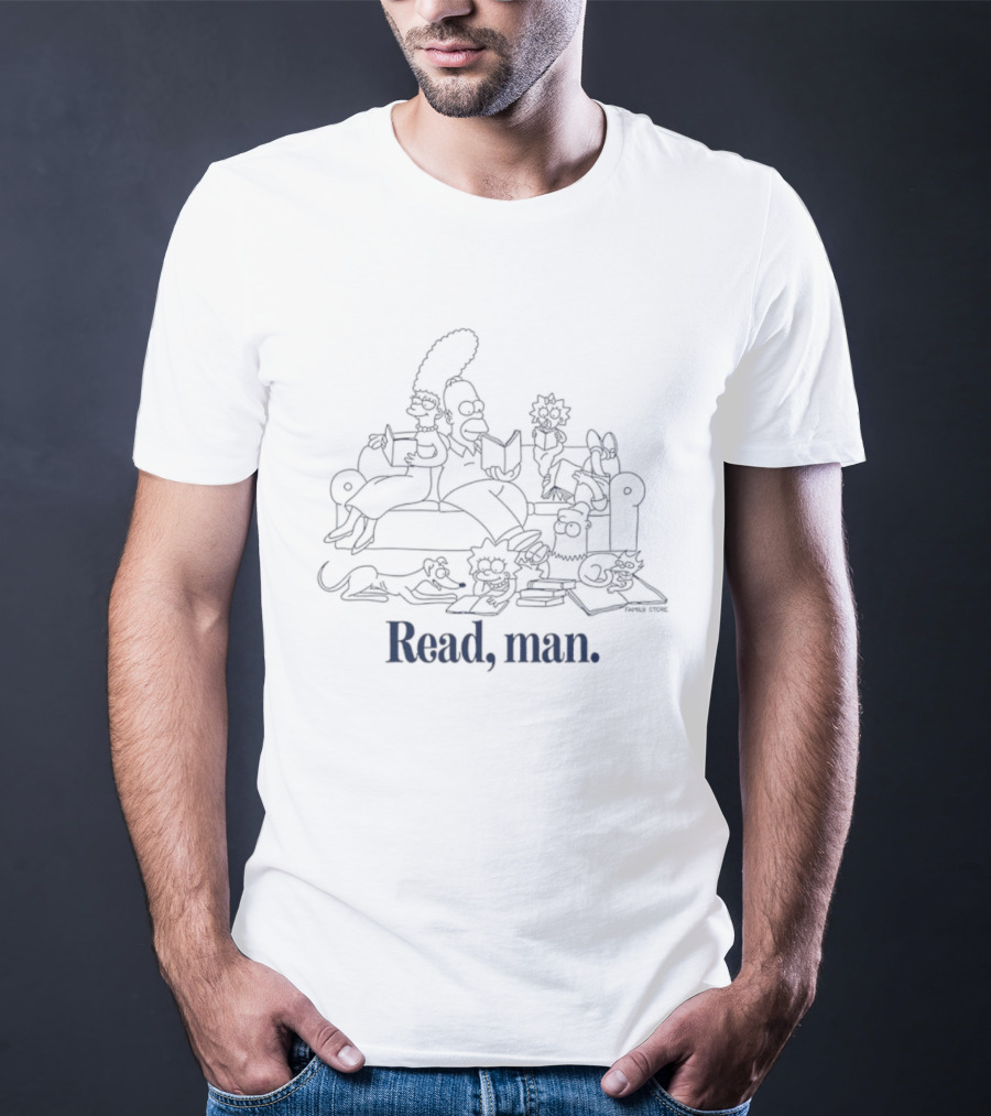 The Simpsons Read Man Family Couch Pose Reading Books T-Shirt