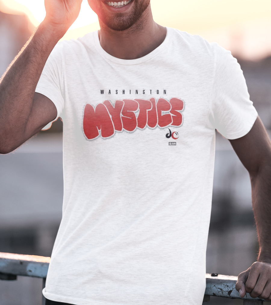 Washington Mystics Bubble Script Crop Mystics Basketball T-Shirt