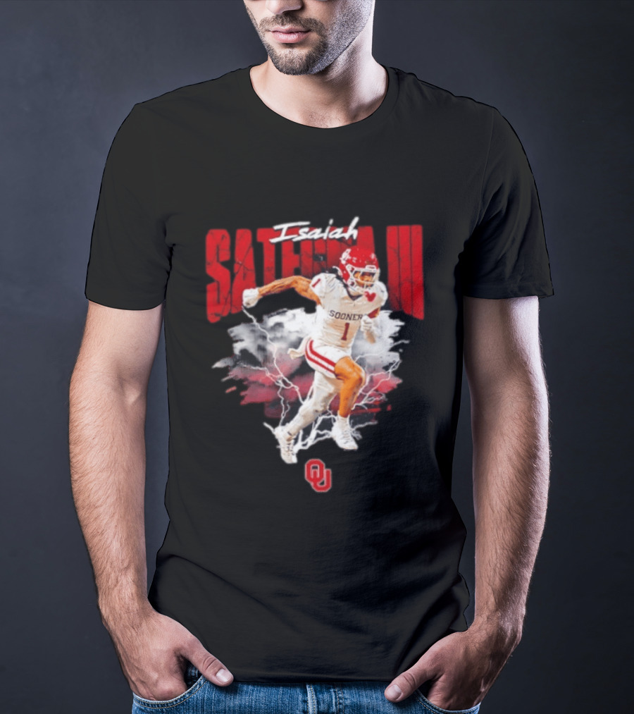 Oklahoma Sooners Isaiah Sategna III Lightning Burst Action T-Shirt