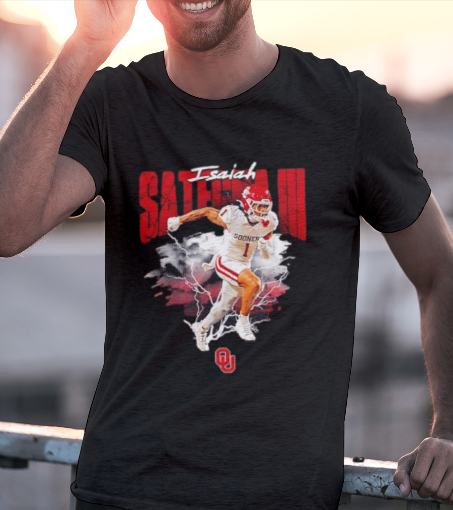 Oklahoma Sooners Isaiah Sategna III Lightning Burst Action T-Shirt