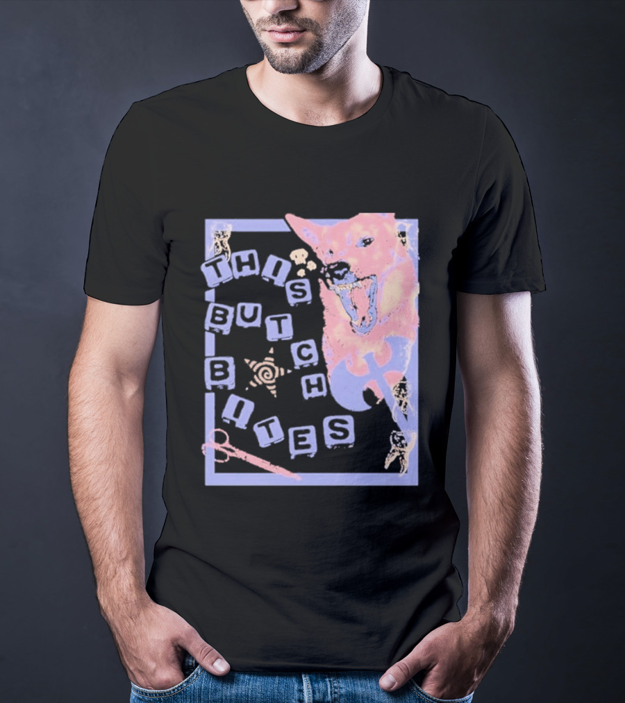 This Butch Bites Dog Retro Vibe Scissors And Blocks T-Shirt