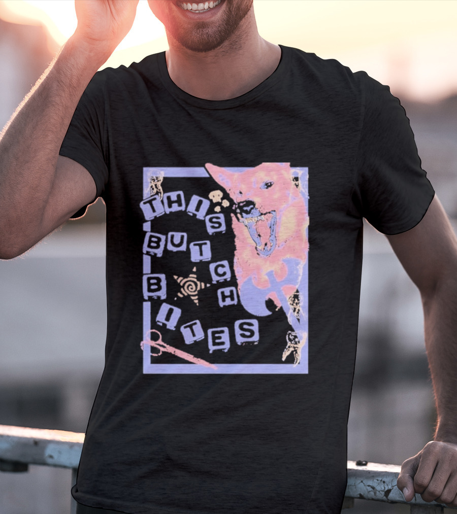This Butch Bites Dog Retro Vibe Scissors And Blocks T-Shirt