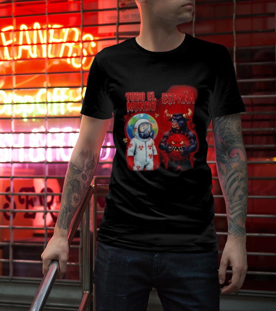 Todo El Mundo España Hantavirus 2026 Hazmat Bull And Virus T-Shirt