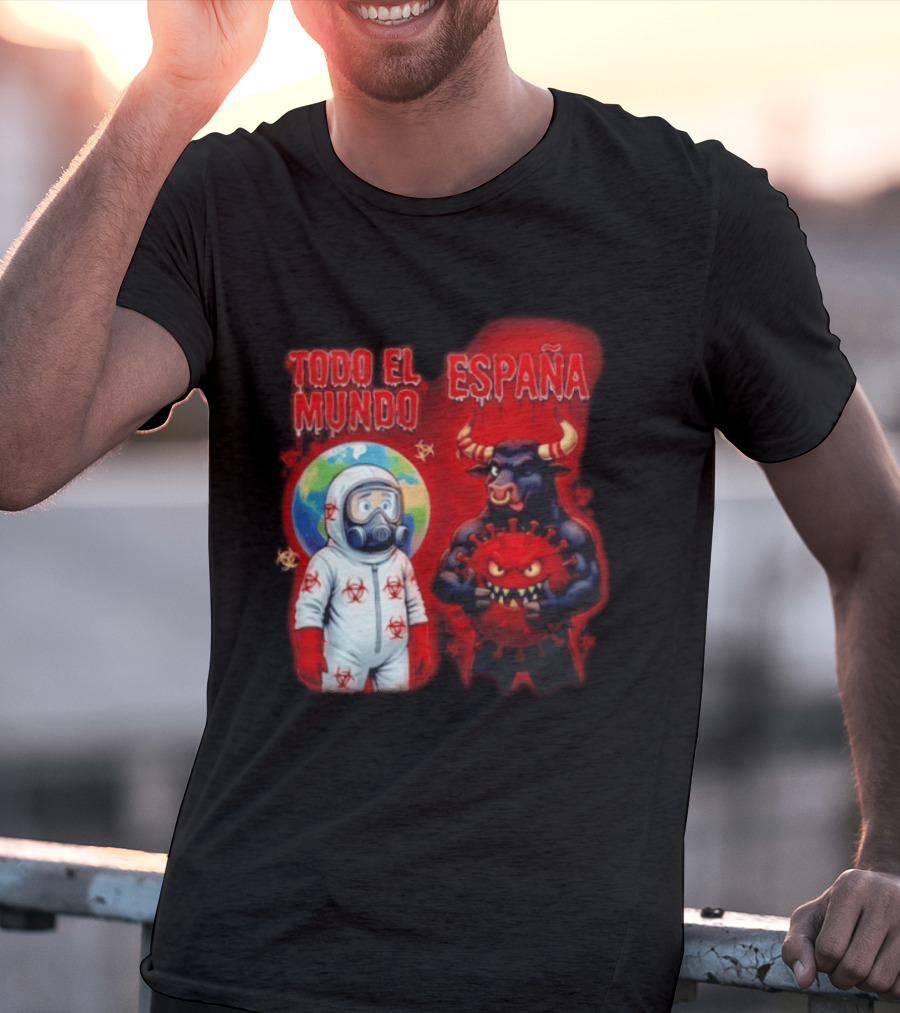 Todo El Mundo España Hantavirus 2026 Hazmat Bull And Virus T-Shirt