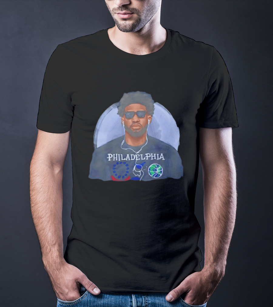 Philadelphia 76ers Joel Embiid Wearing Glasses NBA Basketball 2026 T-Shirt