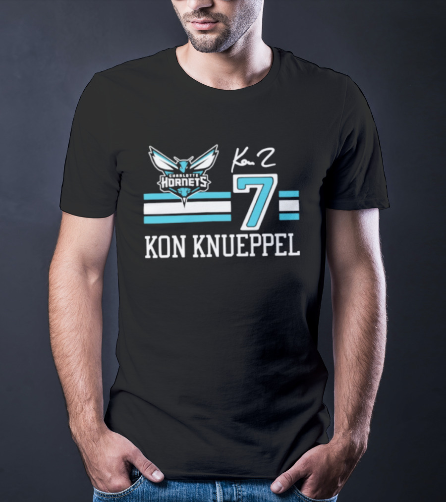 Kon Knueppel Charlotte Hornets 7 NBA 2026 Autographed T-Shirt