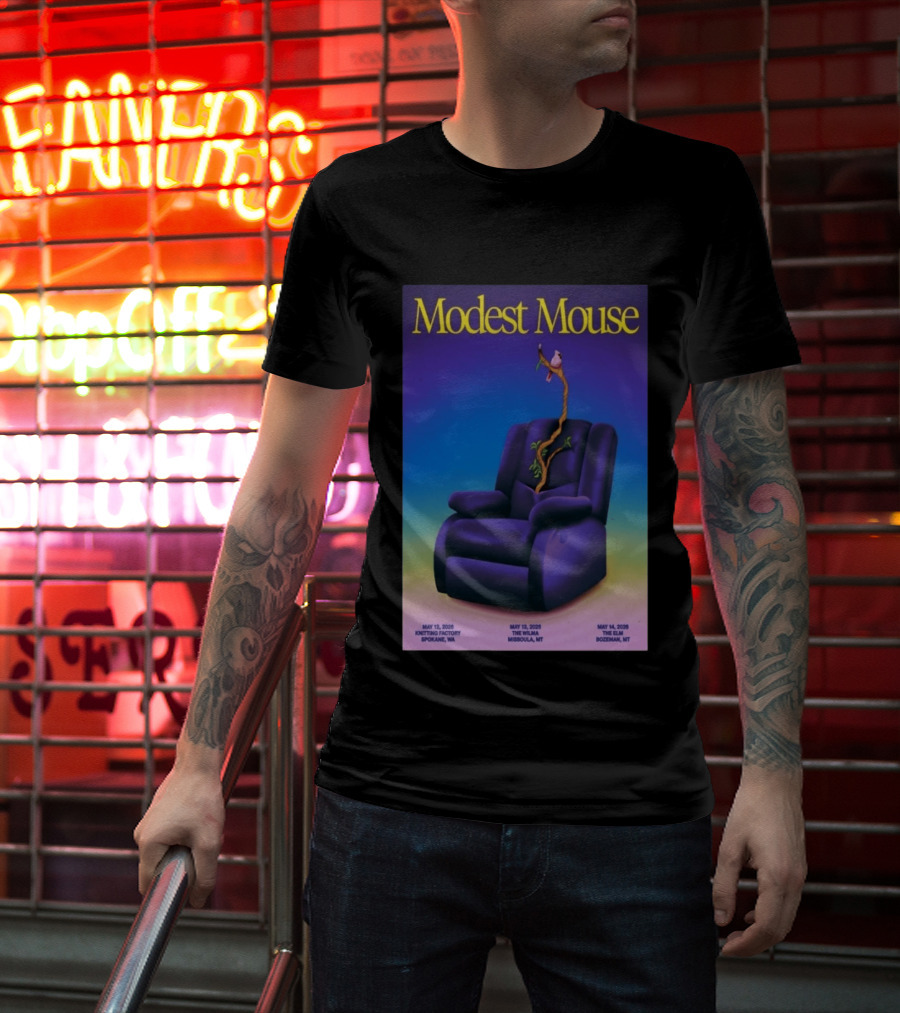 Modest Mouse Tour May 2026 Recliner And Tree Bozeman MT The Elm T-Shirt