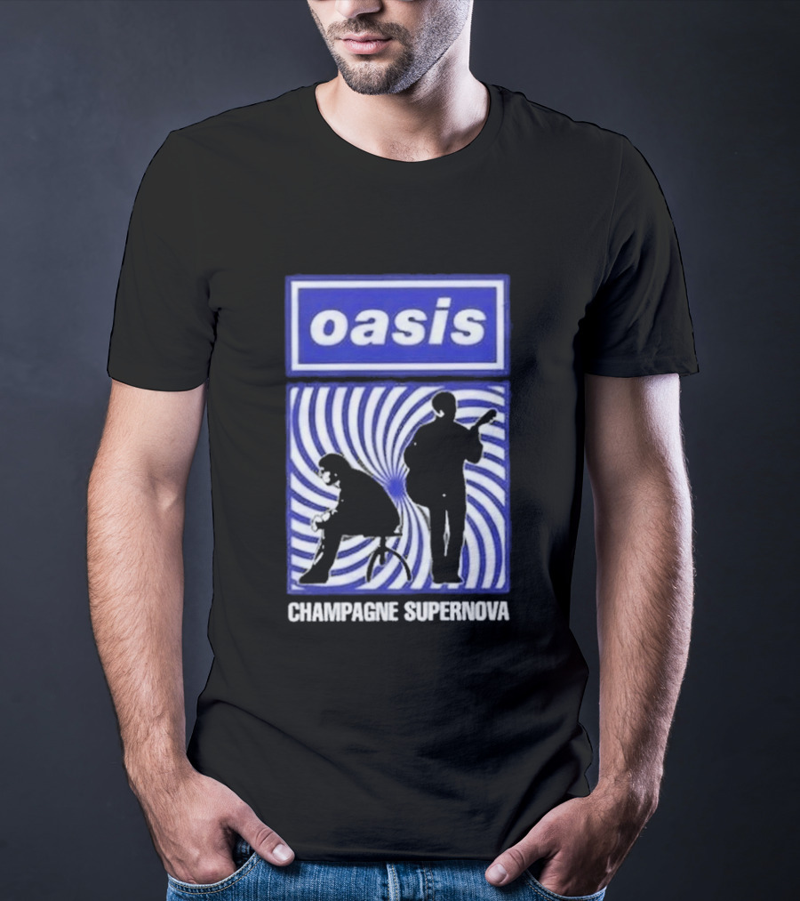 Oasis Champagne Supernova Band Silhouette Spiral T-Shirt
