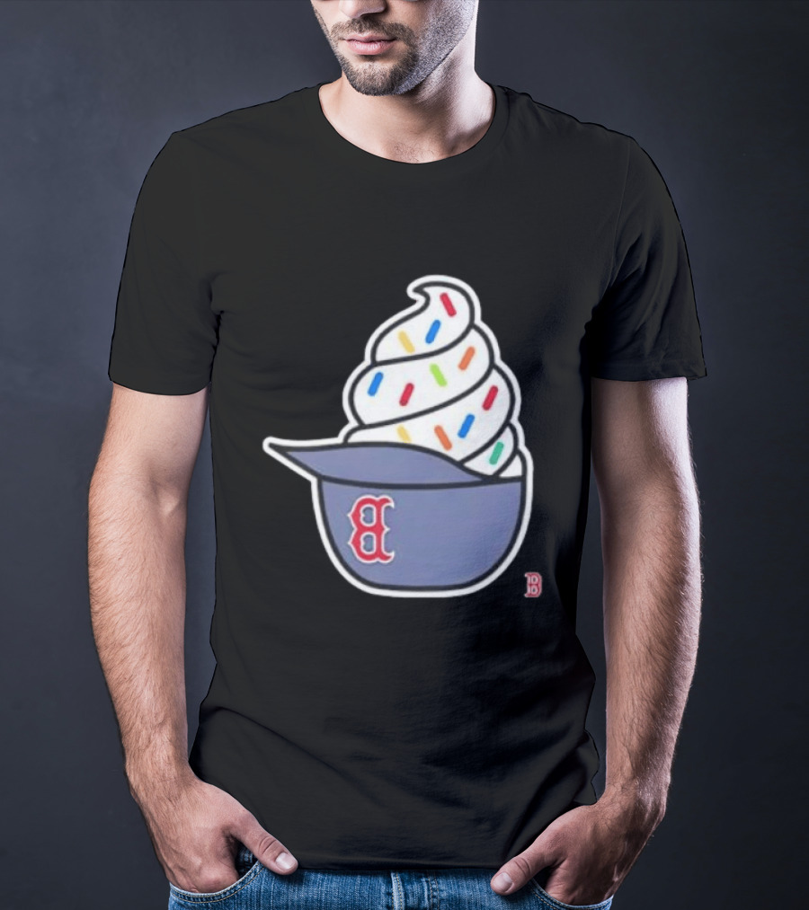 Boston Red Sox Ice Cream Helmet With Sprinkles Baseball Fans T-Shirt