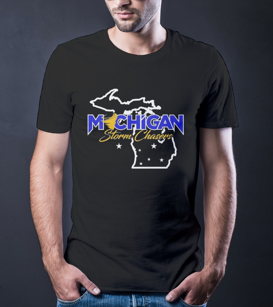 Michigan Storm Chasers Map Tornado Stars T-Shirt