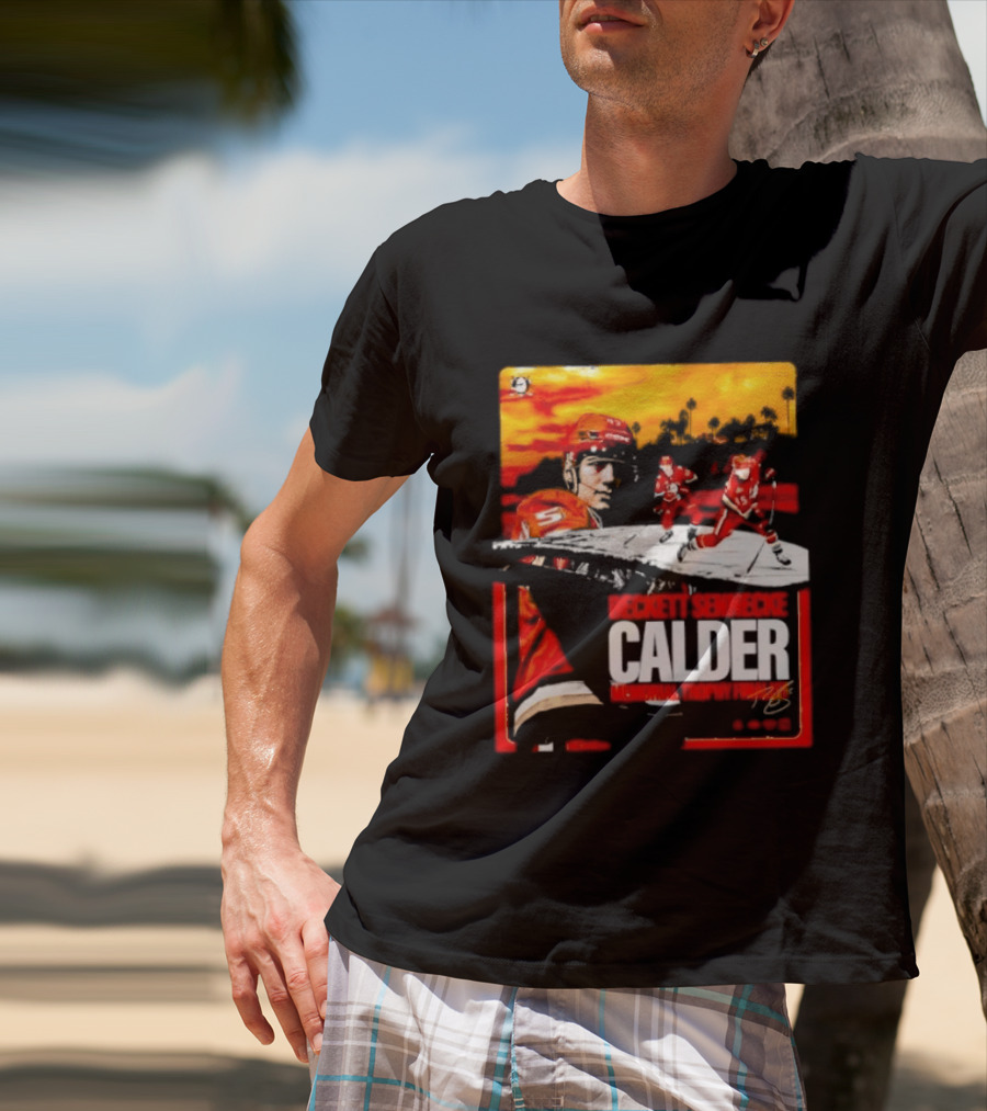 Beckett Sennecke Calder Memorial Trophy Finalist Hockey Player Action Scene T-Shirt