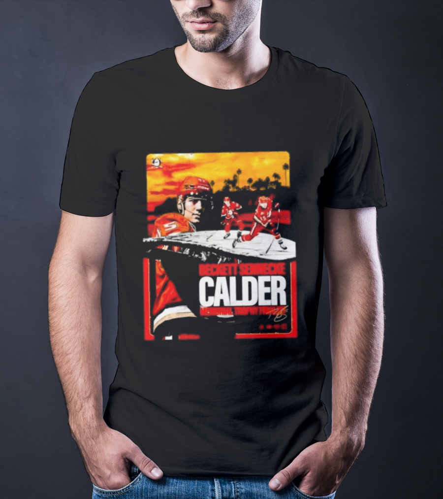 Beckett Sennecke Calder Memorial Trophy Finalist Hockey Player Action Scene T-Shirt