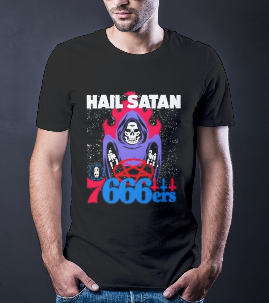 Hail Satan 76ers 666 Flame Creature T-Shirt
