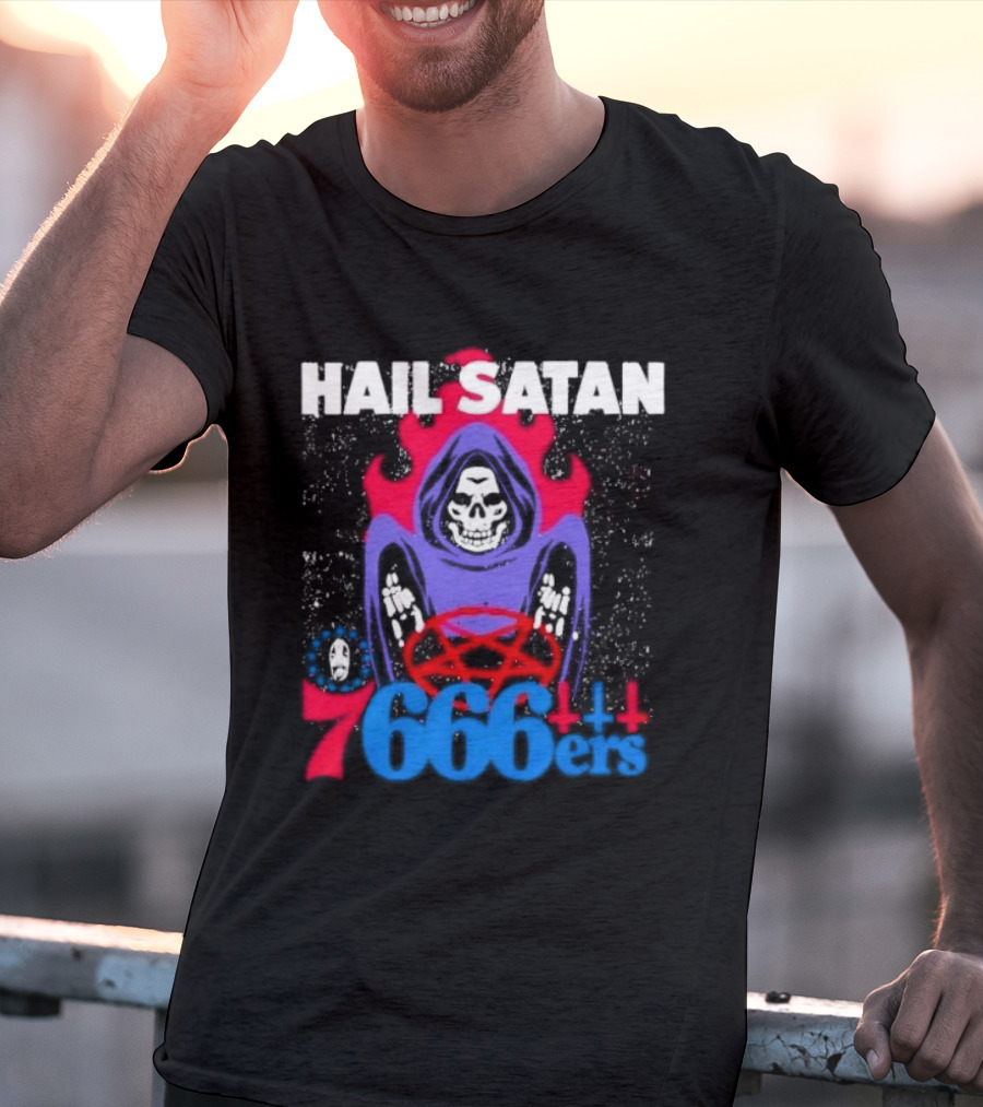 Hail Satan 76ers 666 Flame Creature T-Shirt