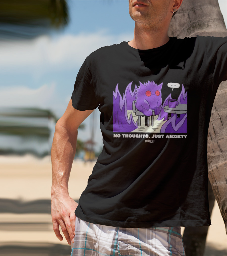 Pokemon Gengar No Thoughts Just Anxiety Purple Flame T-Shirt