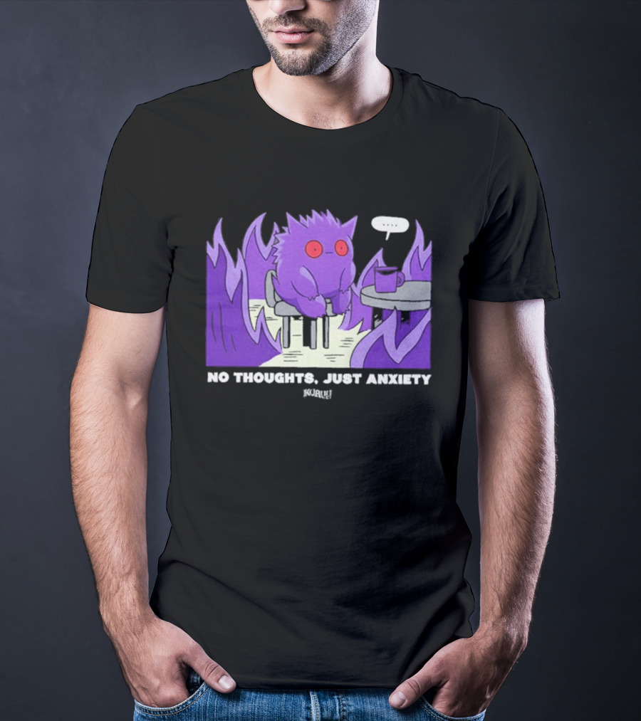 Pokemon Gengar No Thoughts Just Anxiety Purple Flame T-Shirt