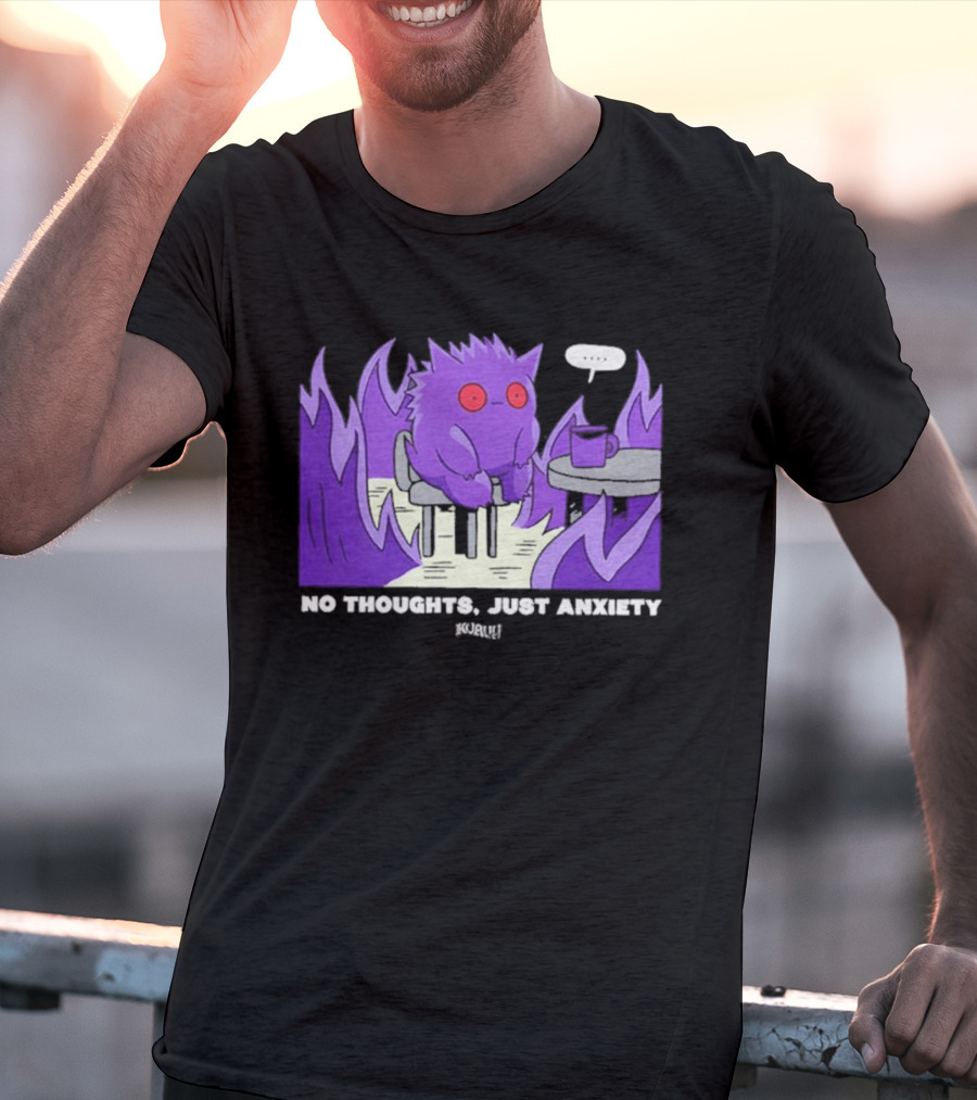 Pokemon Gengar No Thoughts Just Anxiety Purple Flame T-Shirt