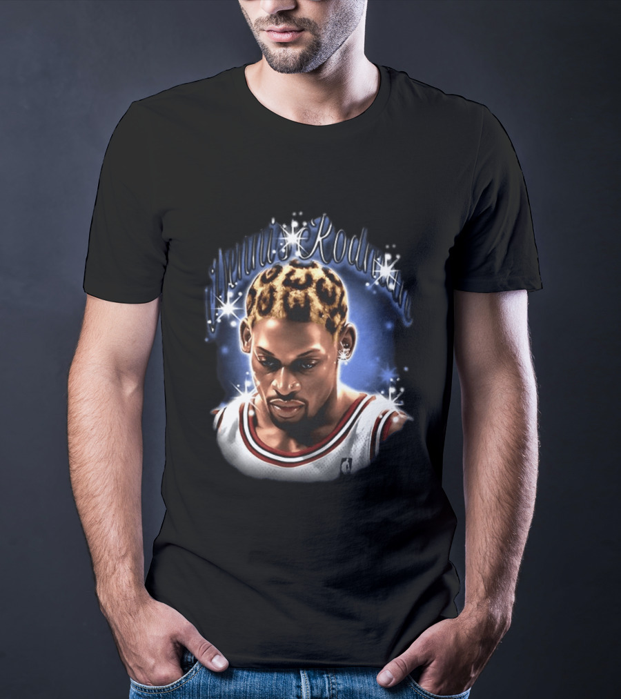 Dennis Rodman Chicago Bulls NBA Number 91 Twinkle Classic Leopard Hair T-Shirt
