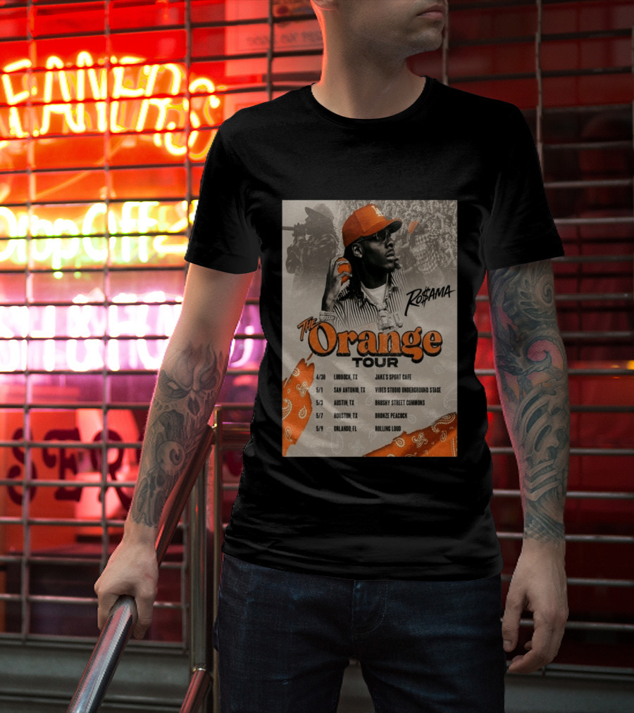 RoSama The Orange Tour 2026 Houston Concert The Bronze Peacock May 7 T-Shirt