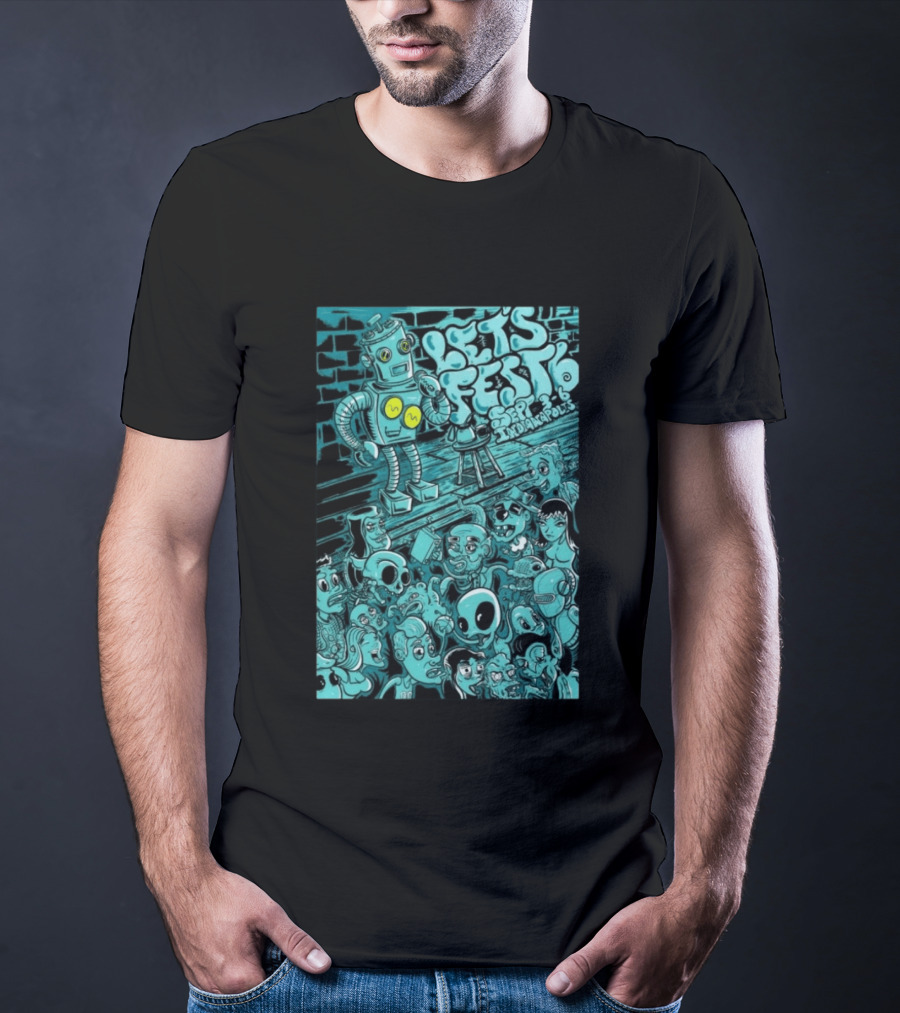LET'S FEST 6 SEP 9 6 2026 Indianapolis Robot And Alien Crowd T-Shirt