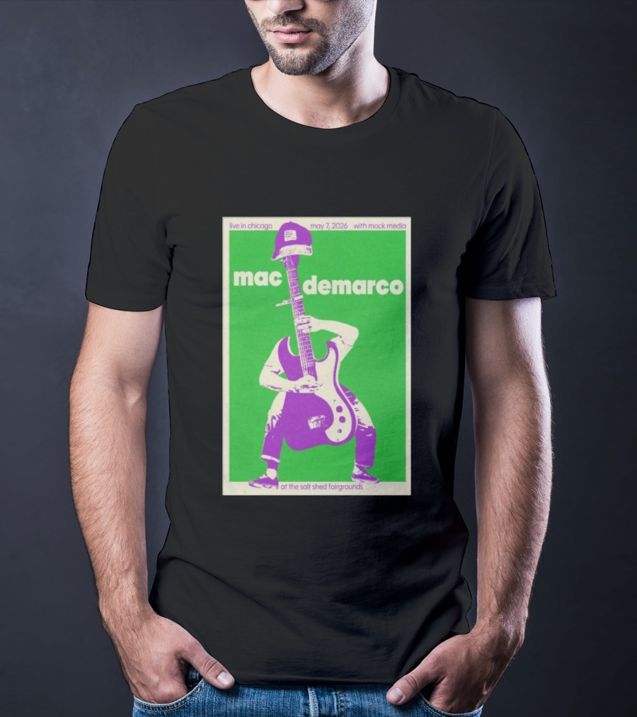 Mac Demarco Live In Chicago May 7 2026 At The Salt Shed Fairgrounds With Mock Media T-Shirt