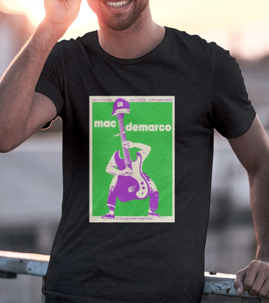 Mac Demarco Live In Chicago May 7 2026 At The Salt Shed Fairgrounds With Mock Media T-Shirt