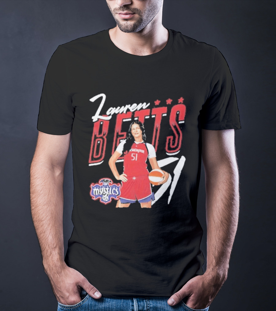 Lauren Betts 51 Washington Mystics WNBA Player T-Shirt