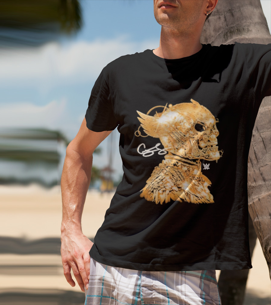 Cody Rhodes Gold Skull Mask Winged WW T-Shirt