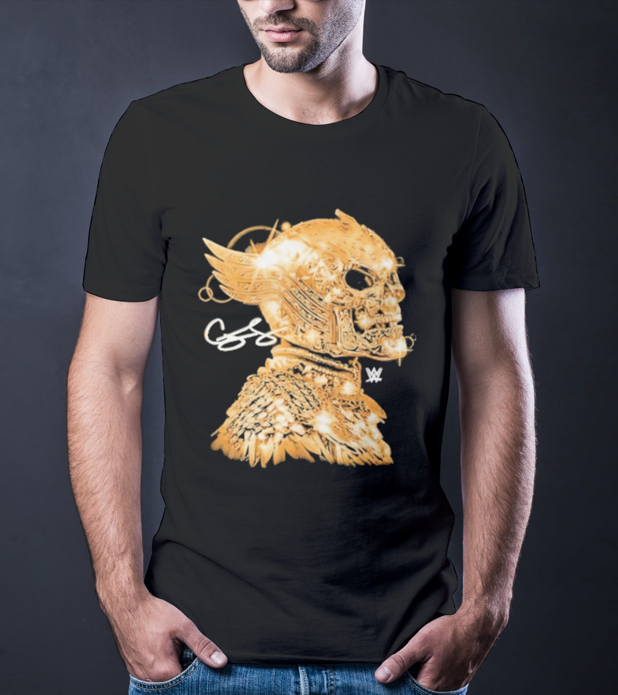 Cody Rhodes Gold Skull Mask Winged WW T-Shirt