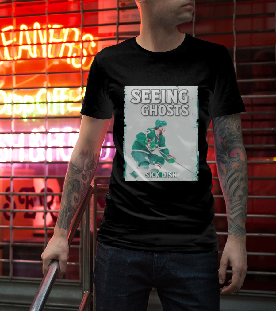 Seeing Ghosts Quinn Hughes Sick Dish Hockey T-Shirt