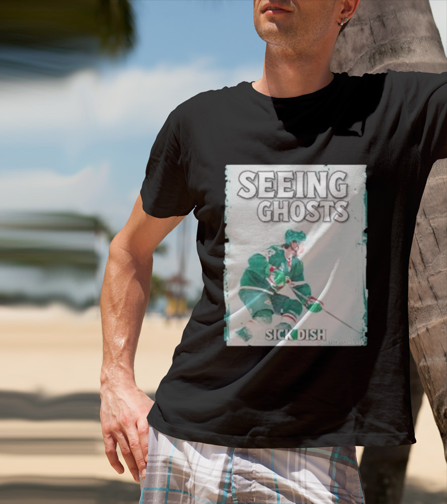 Seeing Ghosts Quinn Hughes Sick Dish Hockey T-Shirt