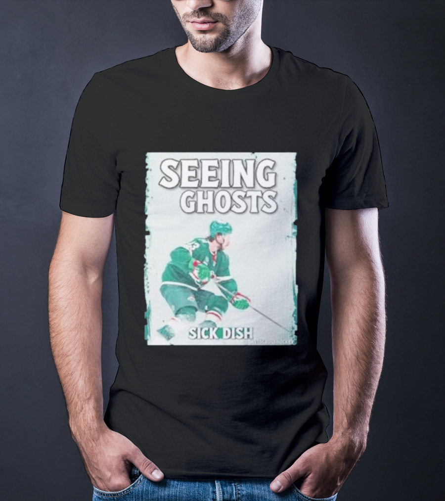 Seeing Ghosts Quinn Hughes Sick Dish Hockey T-Shirt