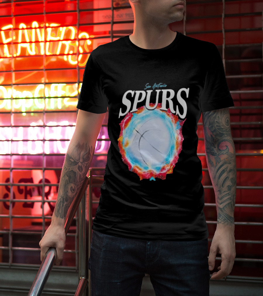 San Antonio Spurs Basketball Fire Ice Burst T-Shirt