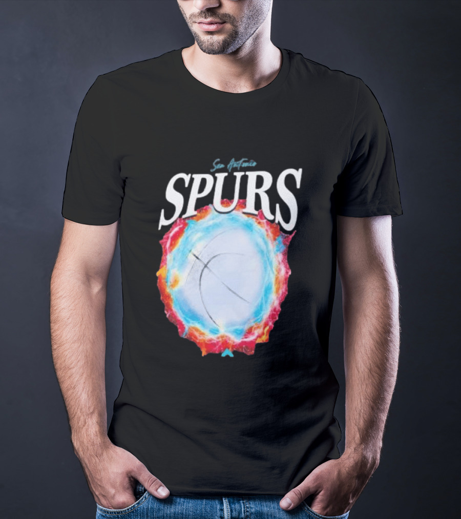 San Antonio Spurs Basketball Fire Ice Burst T-Shirt