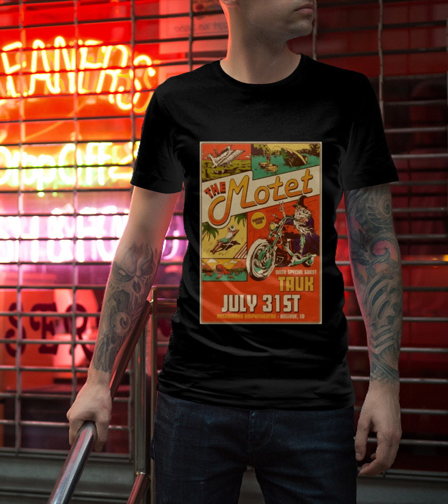 The Motet Summer Tour July 31st Mishawaka Amphitheatre Bellvue CO With Special Guest Tauk T-Shirt
