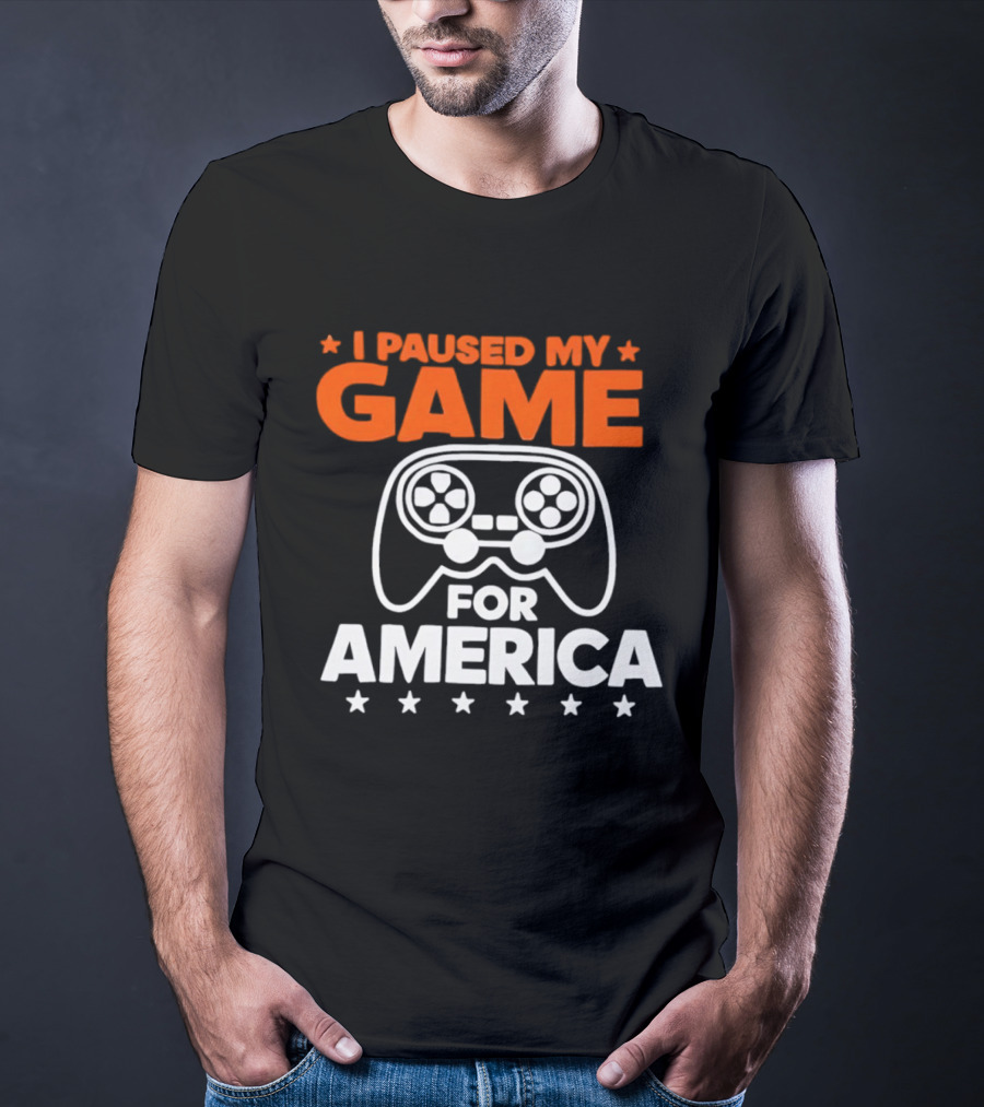 I Paused My Game For America Video Game Controller Stars T-Shirt