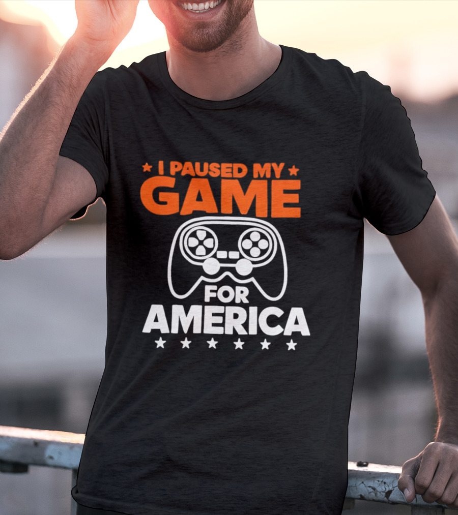 I Paused My Game For America Video Game Controller Stars T-Shirt