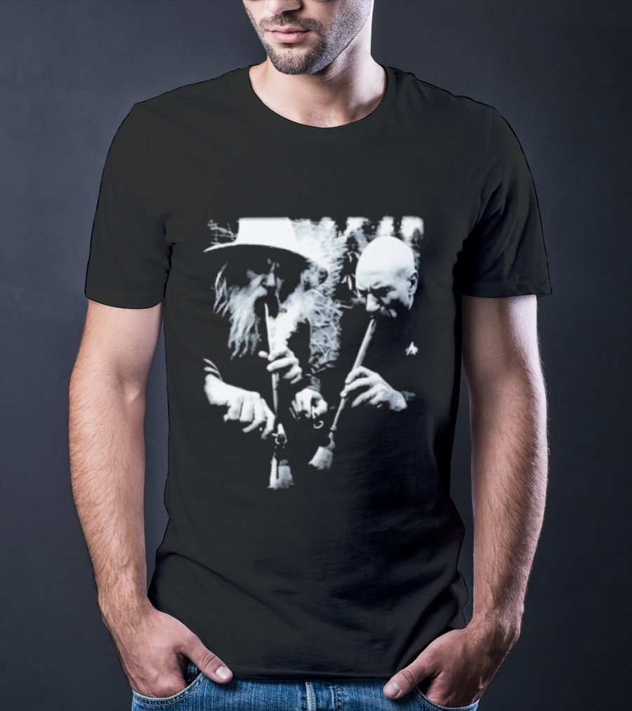 Wizard And Space Captain Smoking Cosmic Meme Scene T-Shirt