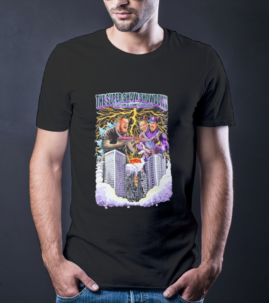 The Super Show Showdown FJ Outlaw Vs Siamese Goat God Lightning Clash Skyscraper Battle T-Shirt