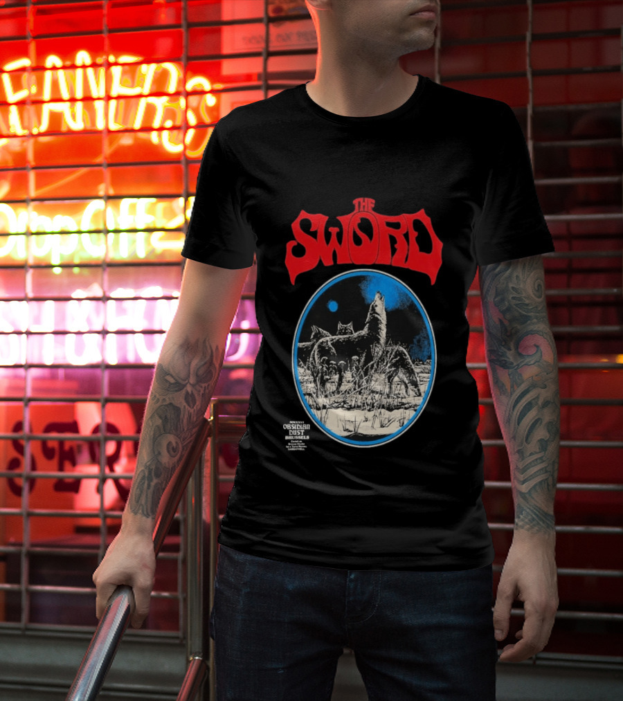 The Sword Brussels Belgium May 17 2026 Wolf Howling At Moon T-Shirt