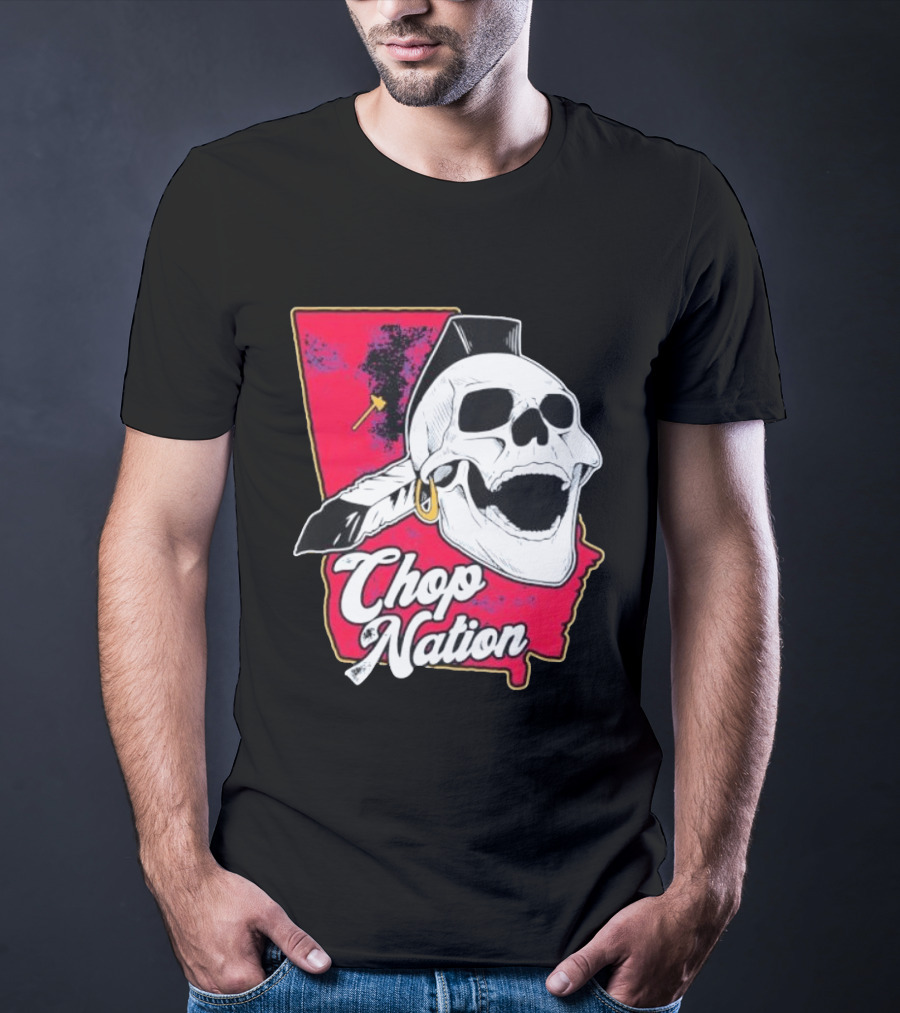 Atlanta Braves Chop Nation Skull Tomahawk Chop T-Shirt