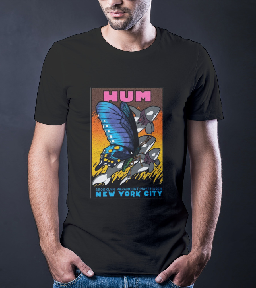 HUM Brooklyn Paramount May 15 16 2026 New York City Butterfly And Spaceships T-Shirt