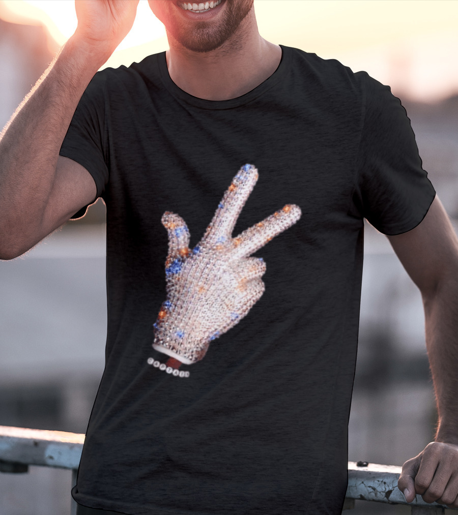 Captain Iceman New York Knicks Drake Iceman Sequined Glove Hand Gesture T-Shirt