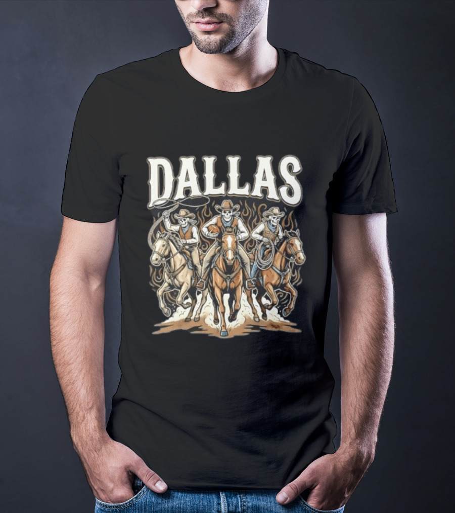 Dallas Cowboys Skeleton Rider Trio On Horses T-Shirt