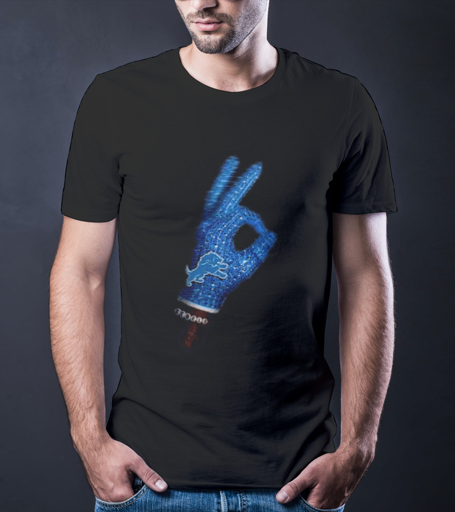 Drake Iceman Detroit Lions Glove Gesture Iconic Team Glove With Beaded Wristband T-Shirt