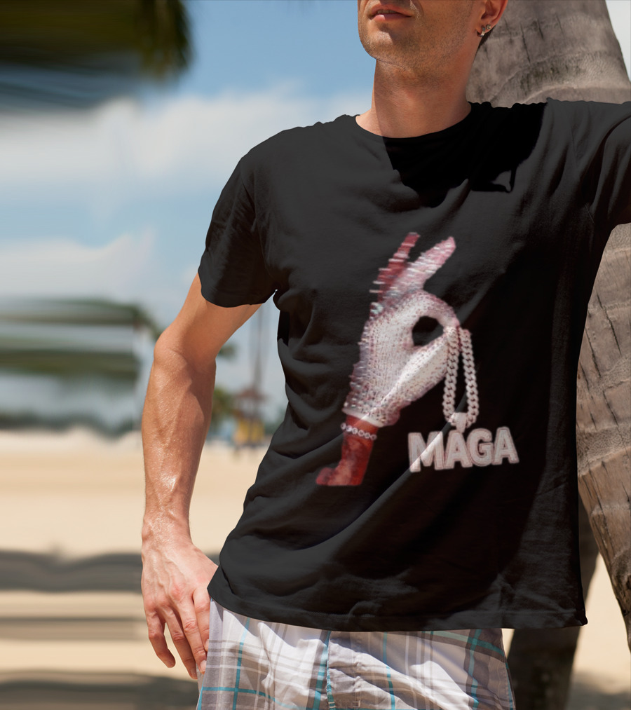 MAGA Iceman Hand Gesture With Diamond Encrusted Jewelry T-Shirt