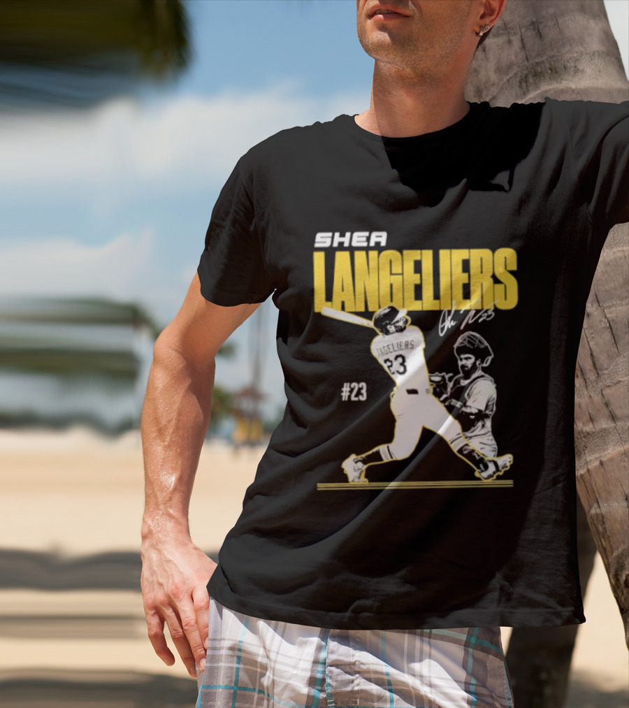 Shea Langeliers 23 Athletics Baseball Slugger Swing Signature T-Shirt